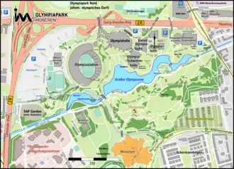 Plattegrond van het Olympiapark in München