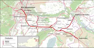 Netwerkkaart van de Ostbahn