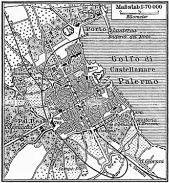 Historische kaart van Palermo uit 1888
