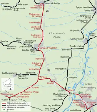 Spoorlijn Neustadt - Kapsweyer op de kaart