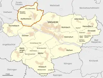 Locatie van Hoffenheim in de gemeente