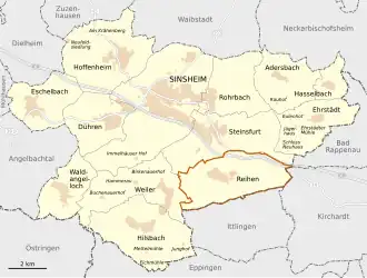 Locatie van Reihen in de gemeente