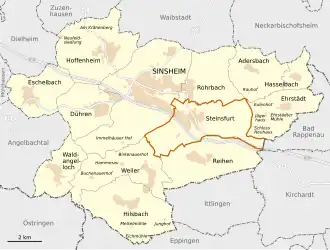Locatie van Steinsfurt in de gemeente