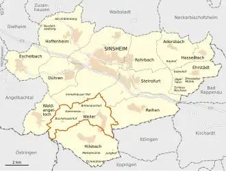 Locatie van Weiler in de gemeente