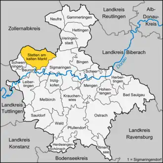 Kaart van Stetten am kalten Markt