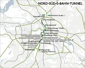 Noord-zuidtunnel op de kaart