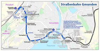 Netwerkkaart van de Tram van Gmunden