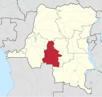 Kaart van West-Kasaï Kasaï-Occidental