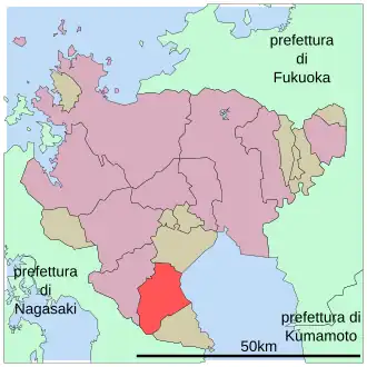 Situering van Kashima in de prefectuur Saga