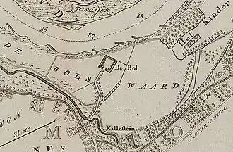 De locatie van kasteel Bolsweerd/De Bol in de 18e eeuw