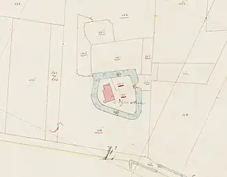Kadastrale kaart uit begin 19e eeuw met weergave van Nijenstein