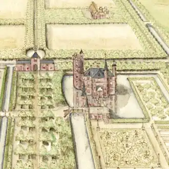 Kasteel Persijn in vogelvlucht, circa 1700