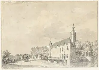 Het kasteel in 1746. Tekening door Cornelis Pronk.