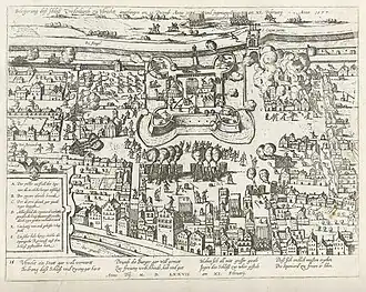 Overzicht van het beleg door Frans Hogenberg (collectie: Rijksmuseum Amsterdam)
