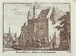 Het stadhuis van Steenbergen door Hendrik Spilman, circa 1740