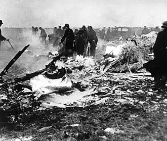 Het uitgebrande wrak bij Kastrup