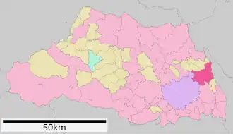 Situering van Kasukabe in de prefectuur Saitama