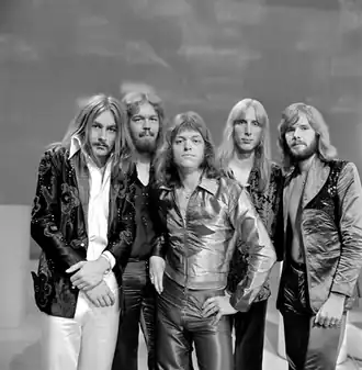 Kayak in 1974, v.l.n.r. Max Werner, Pim Koopman, Johan Slager, Ton Scherpenzeel en Bert Veldkamp.