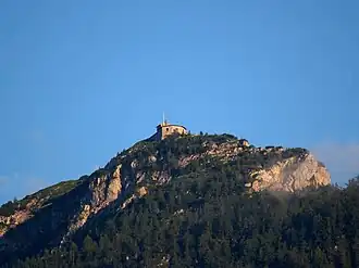 Het Kehlsteinhaus op de top van de Kehlstein, gezien vanuit Berchtesgaden