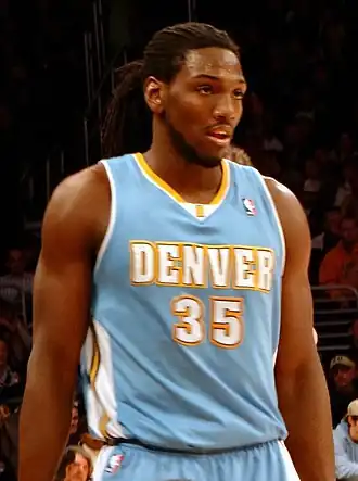Faried met Denver Nuggets tegen Los Angeles Lakers