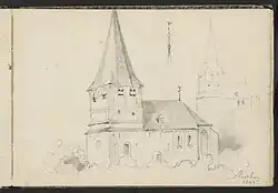 De kerk in 1844 door Johannes Tavenraat