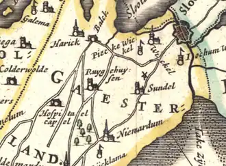 Atlas Maior van Joan Blaeu met de kerk van Ruigahuizen (1662)