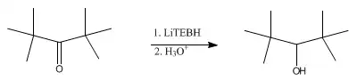 Reductie van een sterisch gehinderd keton tot een alcohol