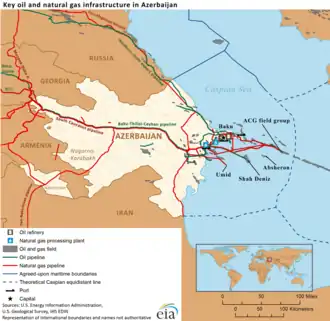 Kaart met belangrijkste olie- en gasinfrastructuur