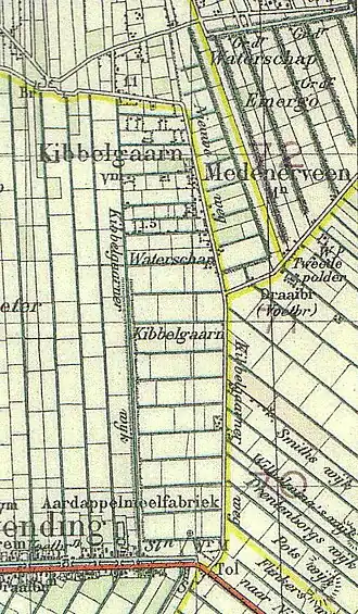 Kibbelgaarn op de topografische kaart van 1928