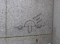 Kilroy was here op de National World War II Memorial in Washington D.C.
