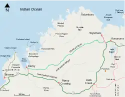 Kaart Gibb River Road