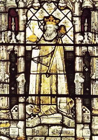Koning Edgar Glas-in-loodraam in het All Souls College Chapel, Oxford