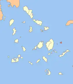 Locatie van Donoussa in de Egeïsche Zee.