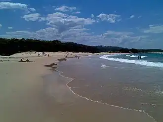 Het strand van Kioloa gezien vanuit het zuiden.