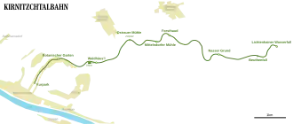 Routekaart van de Kirnitzschtalbahn