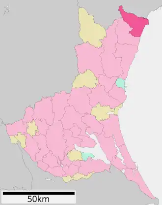 Situering van Kitaibaraki in de prefectuur Ibaraki