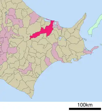 Situering van Kitami in de prefectuur Hokkaido