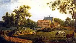 Het klooster Ter Apel door Arnold Hendrik Koning geschilderd in 1834