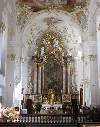 Interieur van de abdijkerk, hoogaltaar