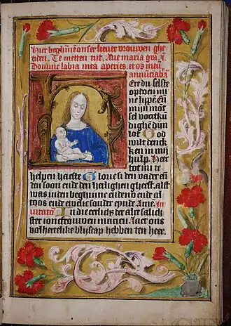 Begin van de Mariagetijden, gehistorieerde initiaal