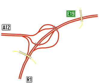 Schema van het knooppunt Antwerpen-Noord