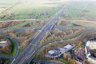 Knooppunt Gorinchem in november 2009, kijkend van zuid naar noord
