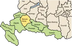 Locatie van Bjelovar-Križevci / Belovár-Kőrös / Belovár-Kreutz