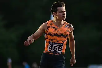 Kobe Vleminckx in actie tijdens de Harry Schulting Games 2018 in Vught.