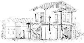 Stal en koetshuis landgoed De Heuvel, getekend door Johan Frederik Metzelaar
