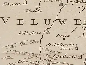 Koldenhove op een kaart uit 1741