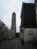 De Korte Nieuwstraat en achteraan het Domplein met de Domtoren