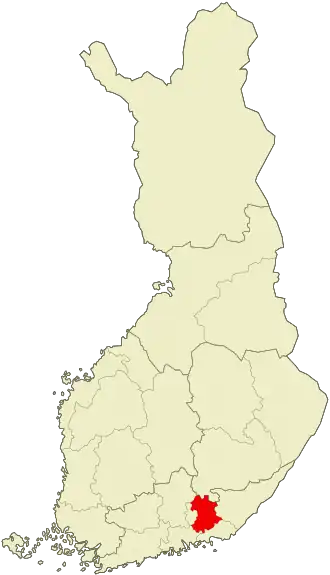 Kaart met de locatie van Kouvola