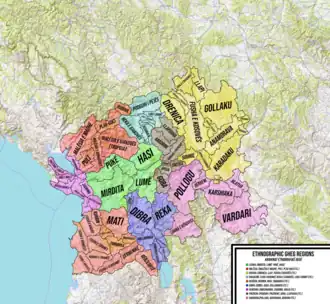 Leefgebied van de Gegische Albanezen