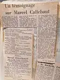 Krantenartikel na het overlijden van Marcel Callebaut